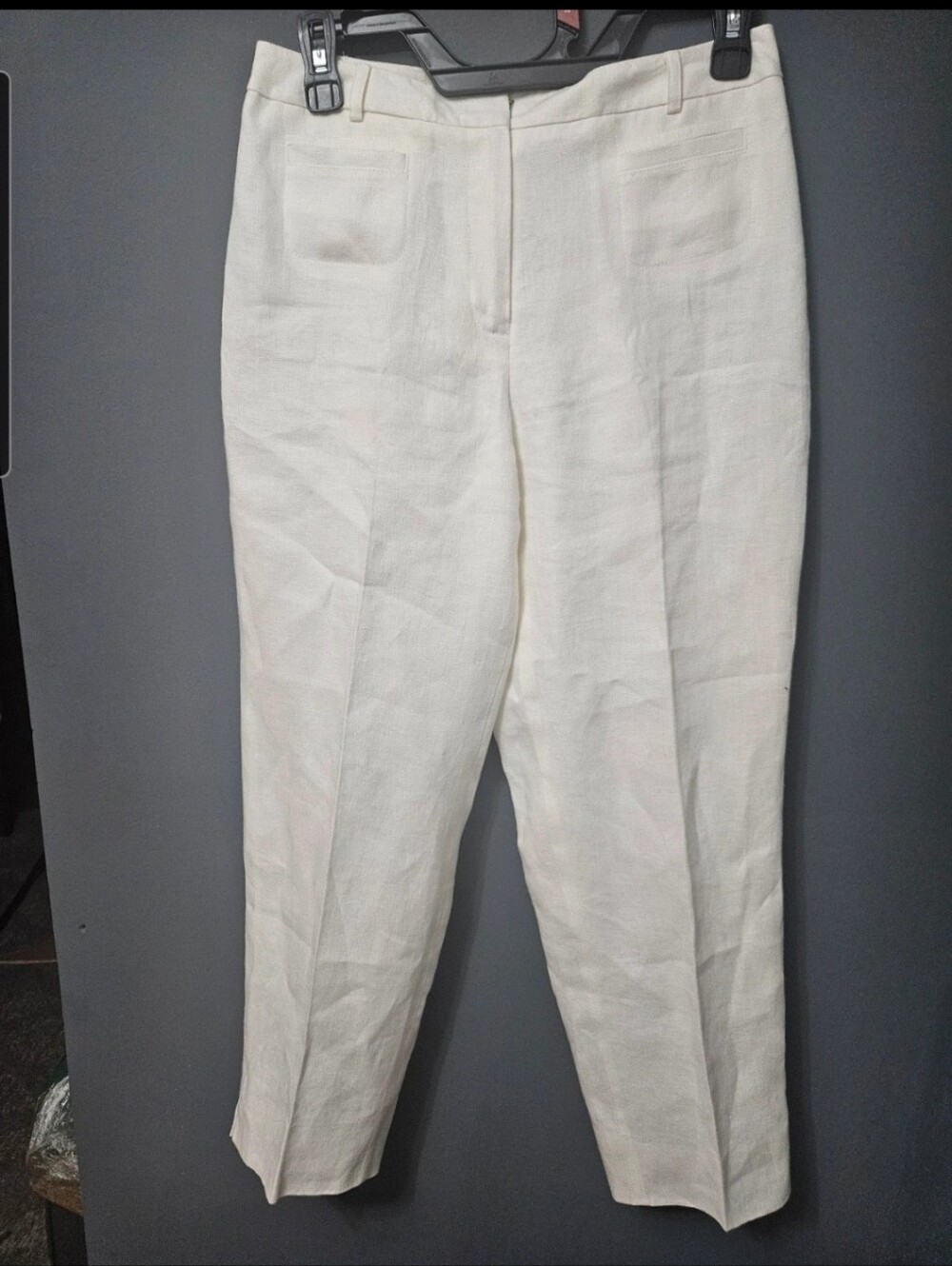 Talbots Off White Straight-Leg Linen Blend Pants